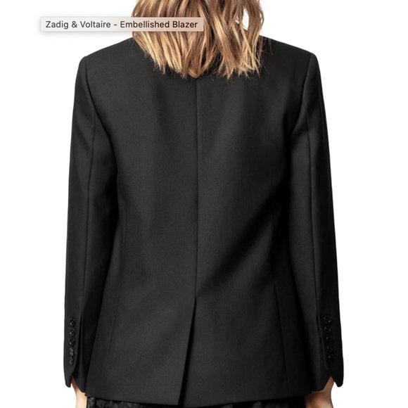 Zadig & Voltaire NWT Embellished Blazer, 34F (XS) - Picture 3 of 7